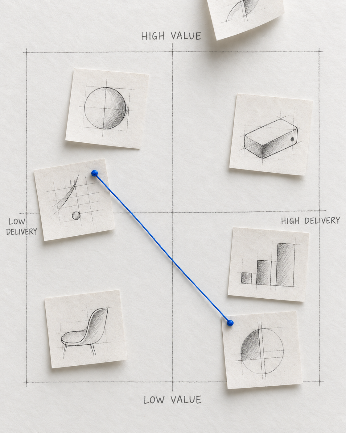 Sorting product ideas by expected value against delivery difficulty
