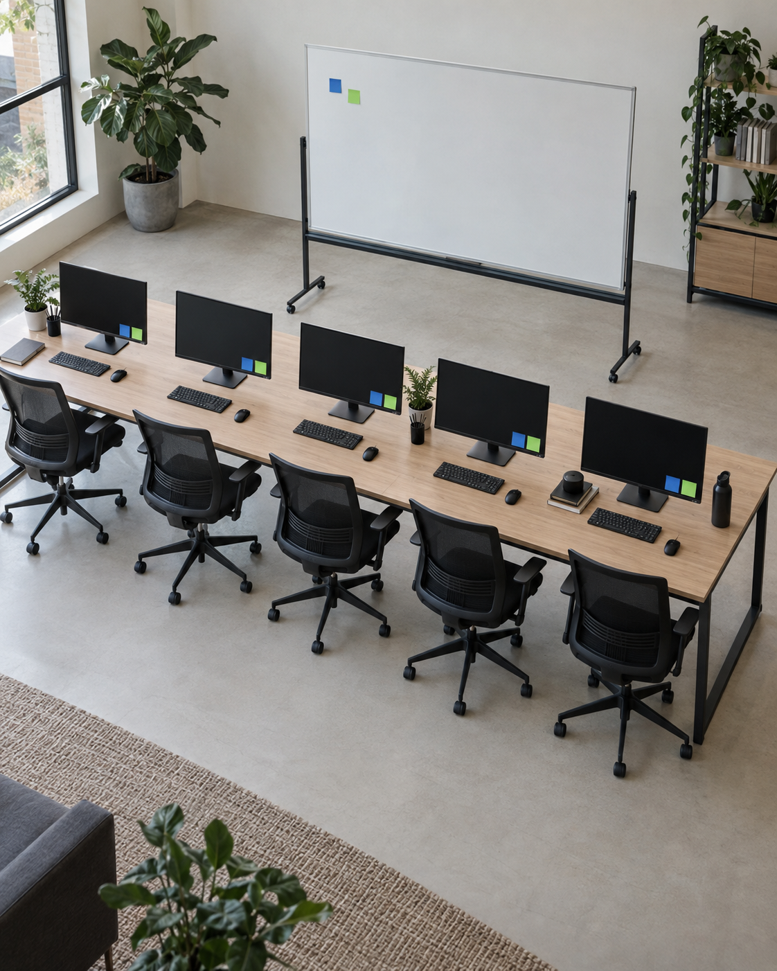 A software team working together, coordination costs that do not scale linearly with headcount